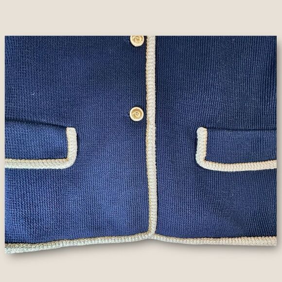 Vintage 70s ACT III Lightweight Navy Blazer with white and gold trim size small - Picture 7 of 13